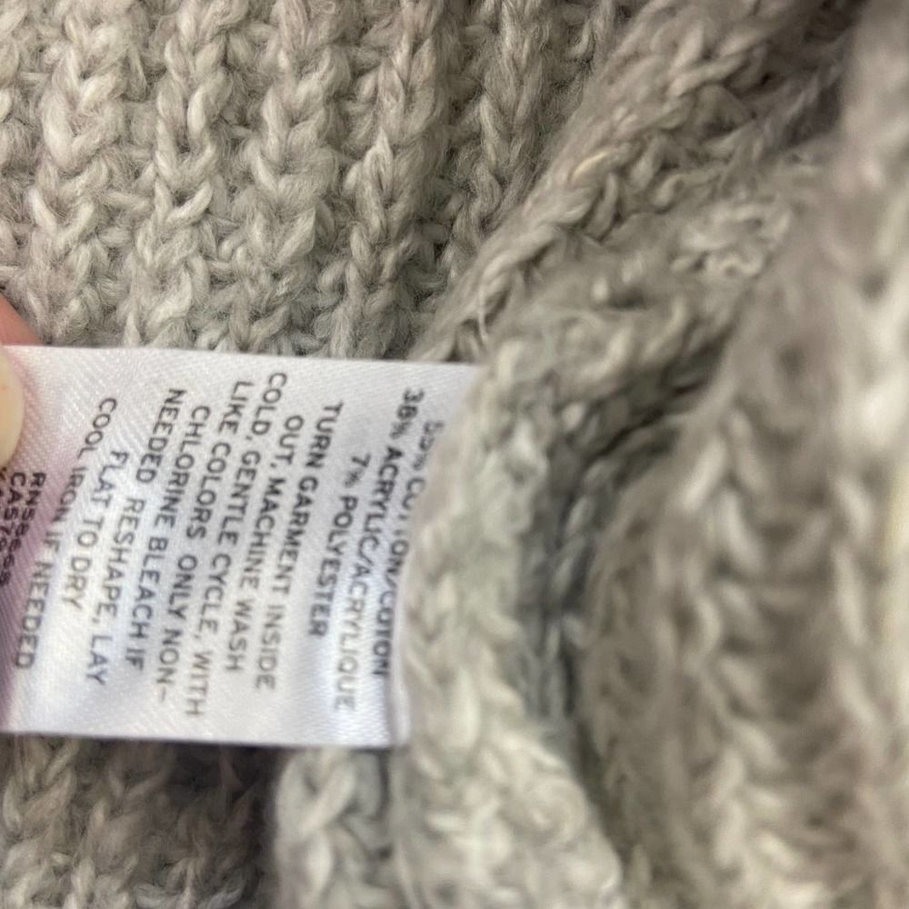 Abound Gray V Neck Fringe Cable tight Knit long sleeve Sweater womens XXL NWT - Picture 5 of 6